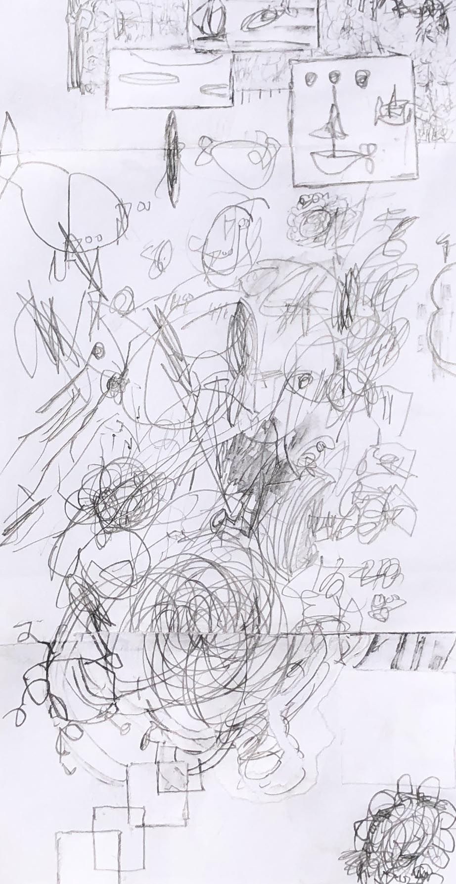 Untitled, Ink, Mixed Medium Collage on Paper, 11”x6”